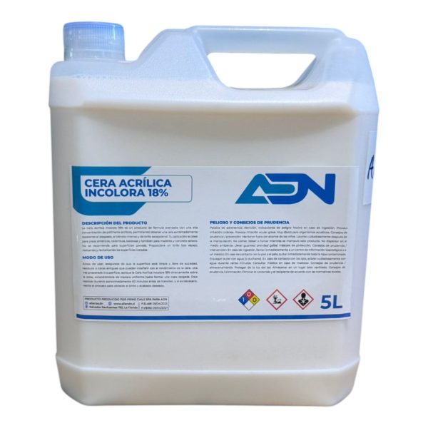 CERA ACRILICA INCOLORA 18% 5L