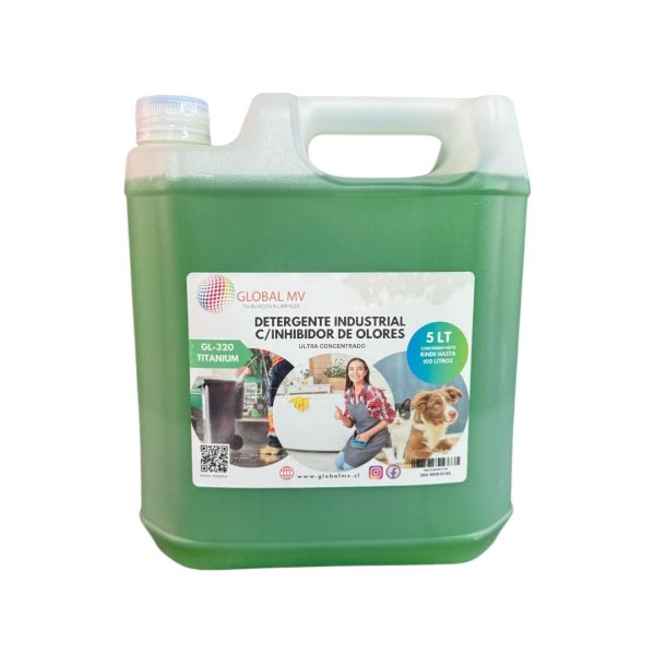 DETERGENTE INDUSTRIAL C/INHIBIDOR DE OLORES 5LT GL-320 TITANIUM